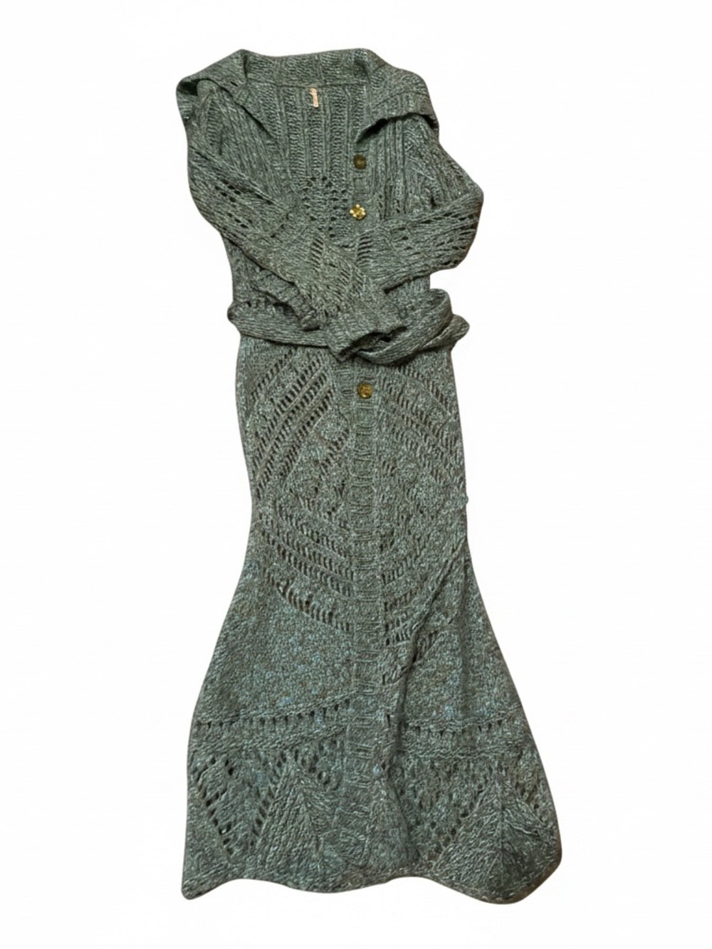 Free People Budapest Daydream Duster Cardigan 2006 Archive Boho Maxi Sweater M - Picture 5 of 9